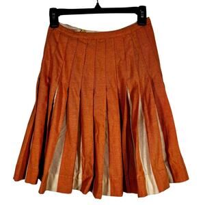 Vintage 1960s Wool Pleated Mini Skirt Century of Boston Salmon Pink Beige 26
